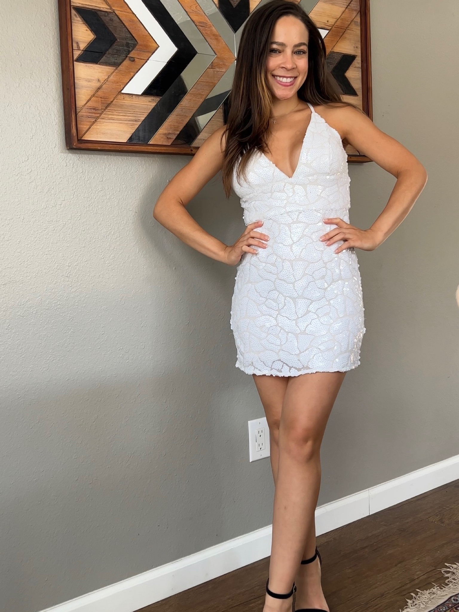 Hutch White Sequin Mini Dress