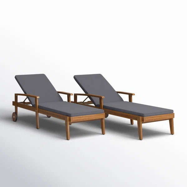 Saeon 28.25'' Outdoor Acacia Chaise Lounge Set | Birch Lane