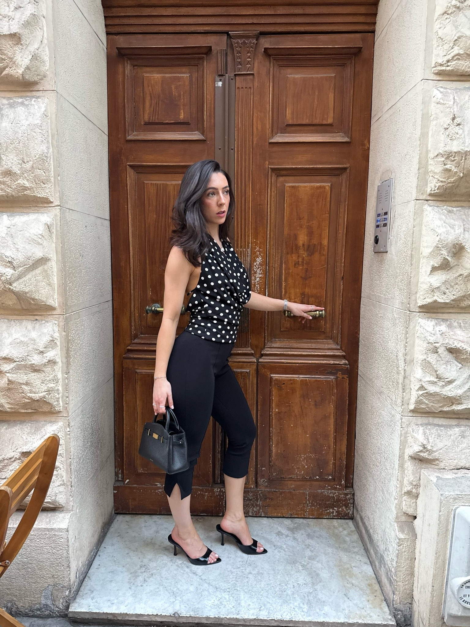 What I wore for our last night in Nice 🇫🇷 capris are out of stock rn but worth checking in store! I sized down to an XS. Summer outfits, polka dot, capri leggings, euro summer, halterneck top

#LTKsummer #LTKeurope #LTKtravel