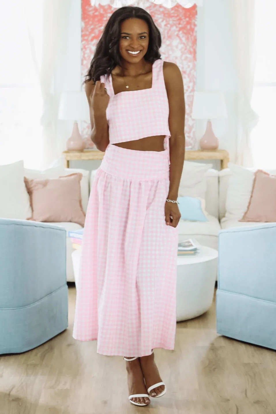 Summer Solstice Tank and Midi Skirt Set - Pink | Hazel and Olive