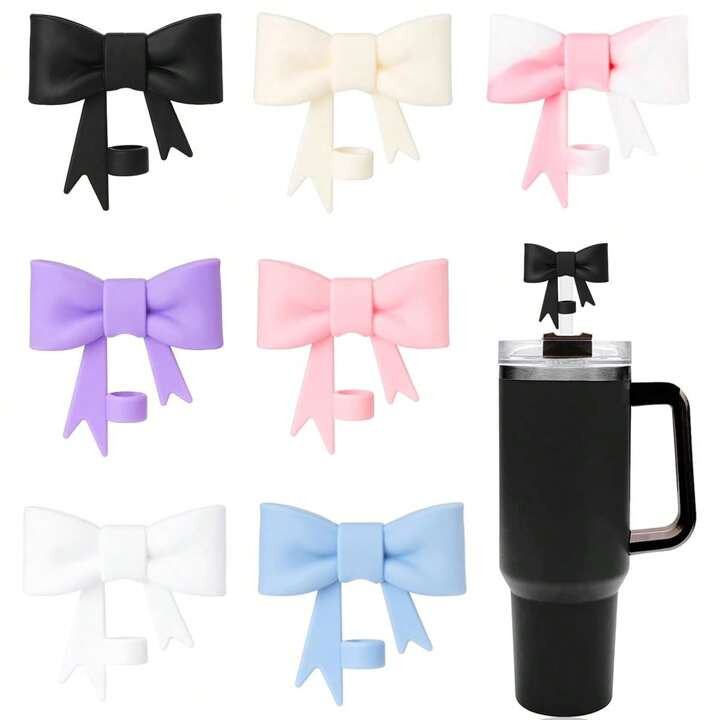 1pc/2pcs 10mm Silicone Straw Cap With Bow Design, Large Diameter Straw Dust Cover, Fit For 30&40o... | SHEIN