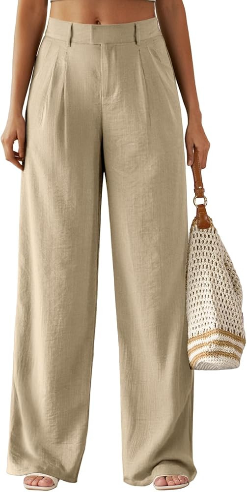 Feiersi Women's Wide Leg Pants Casual High Waisted Slacks Straight Dressy Pants Palazzo Trousers ... | Amazon (US)