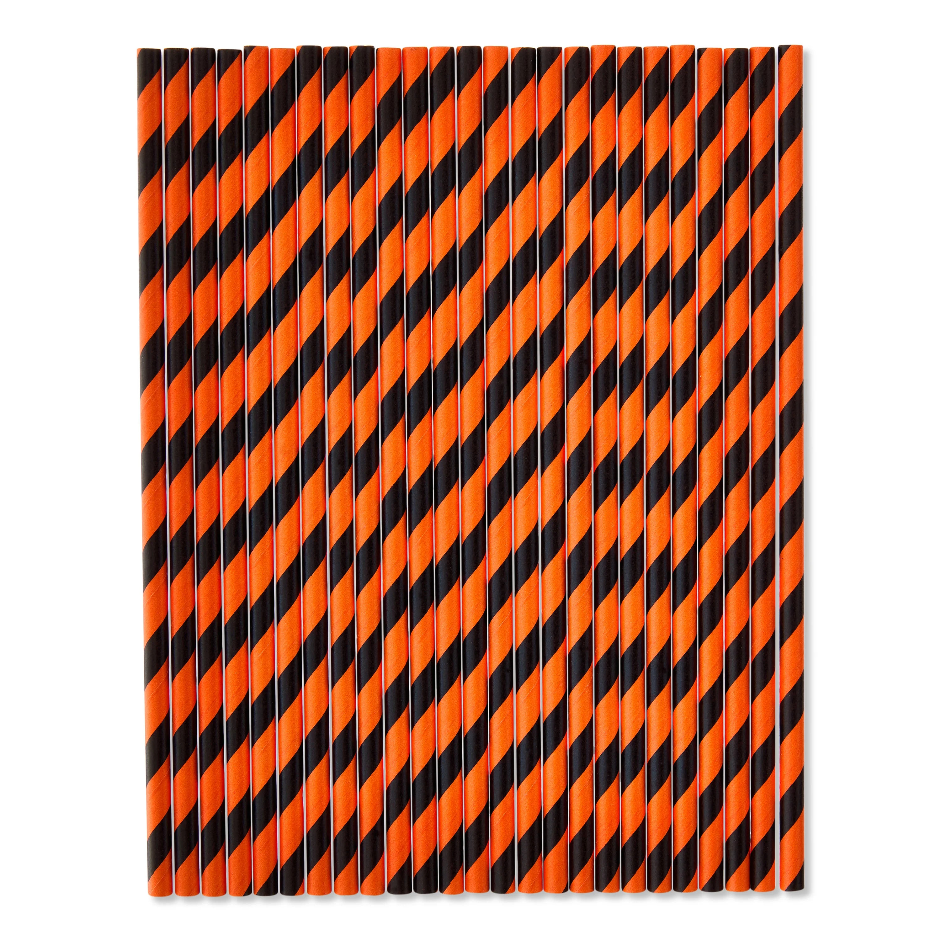 Paper Straws, Orange & Black, 7.75", 25 Count, Halloween by Way To Celebrate | Walmart (US)