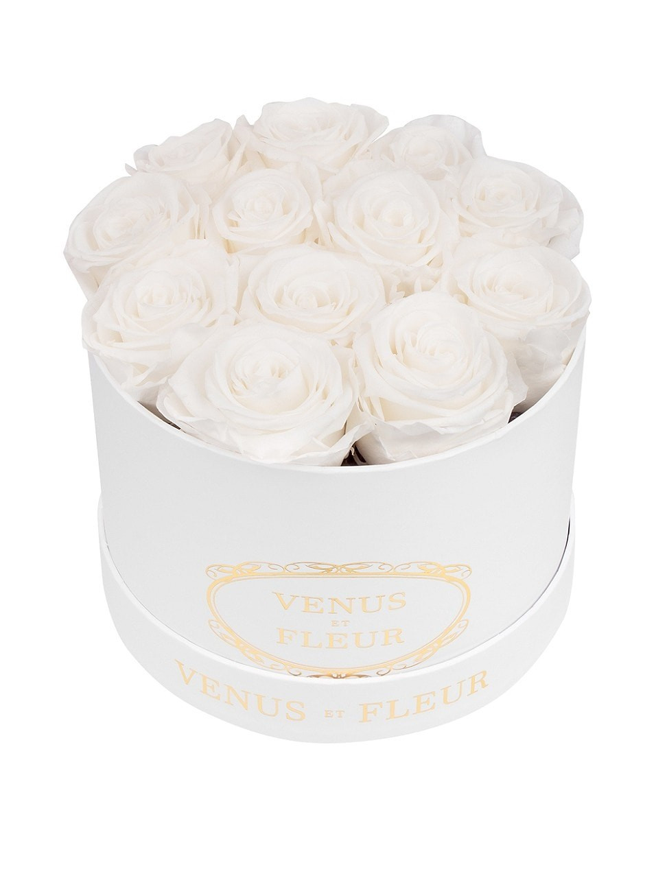 Classic Small Round Box with Pure White Roses - White | Saks Fifth Avenue