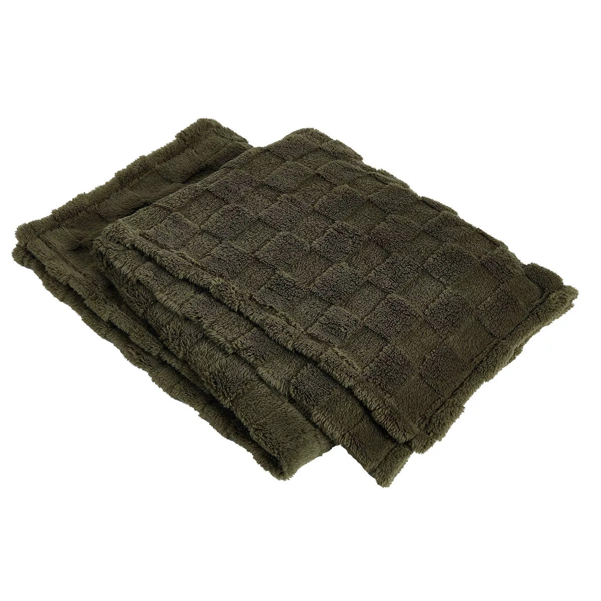 Teen Checkered Plush Throw Blanket Army Green - Makers Collective | Target
