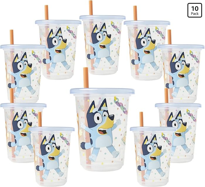The First Years Bluey Take & Toss Toddler Straw Cups - Spill Proof Toddler Sippy Cups with Snap O... | Amazon (US)