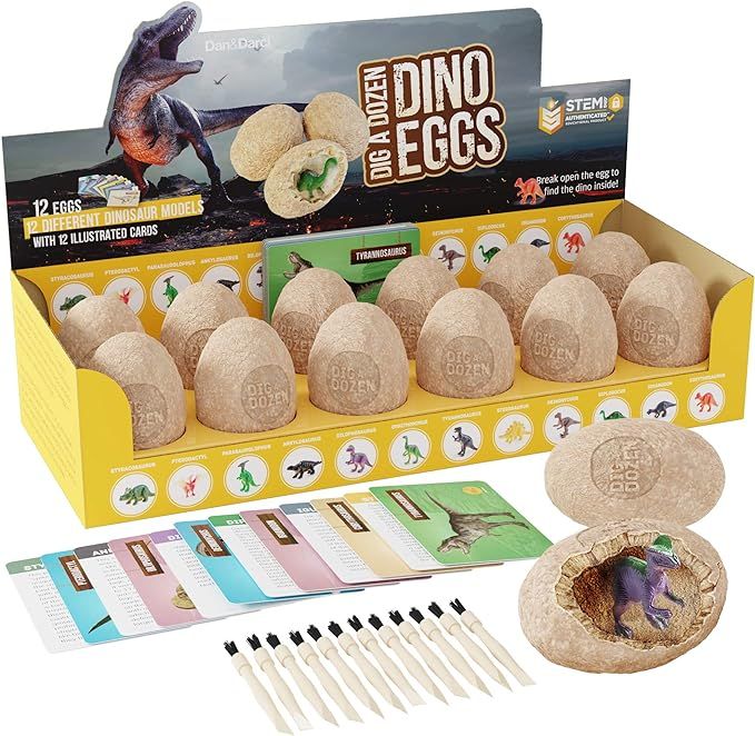 Dig a Dozen Dino Egg Dig Kit - Easter Egg Dinosaur Toys for Kids - Dig up 12 Eggs & Discover Surp... | Amazon (US)