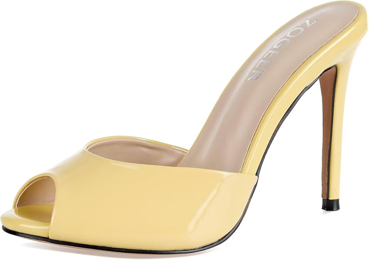 Womens Stiletto High Heel Sandals Fish Mouth Peep Toe Heeled Mules Sexy Slip on Summer Slippers P... | Amazon (US)