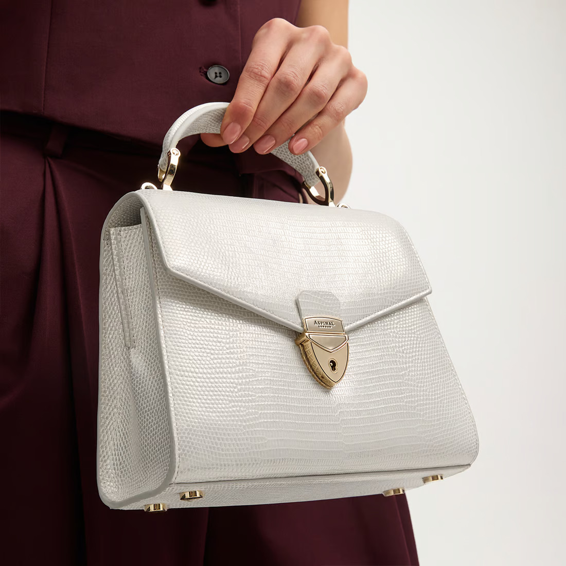 Midi Mayfair® 2

        
            
            White Metallic Lizard | Aspinal of London