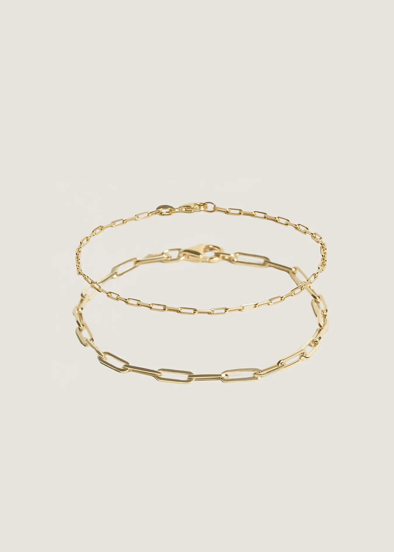 Micro & Paperclip Link Chain Bracelet Stack | Kinn Studio