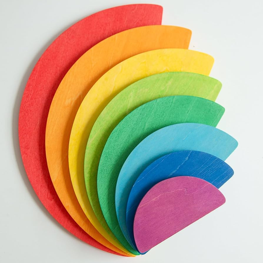 8Pcs Wooden Semicircle Stacker Toy, Semicircle Rainbow Stacking Puzzle, Montessori Nesting Puzzle... | Amazon (US)
