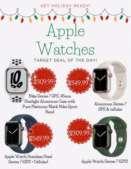 Apple Watches on sale at Target. Target Deal of the Day. Series 7 #target #apple #fitness 

#LTKworkwear #LTKHoliday #LTKsalealert