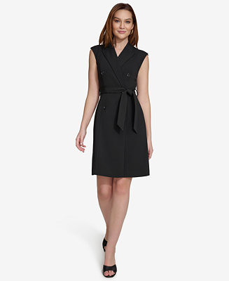 Calvin Klein Women's Peak-Lapel Belted Jacket Dress - Macy's | Macy's