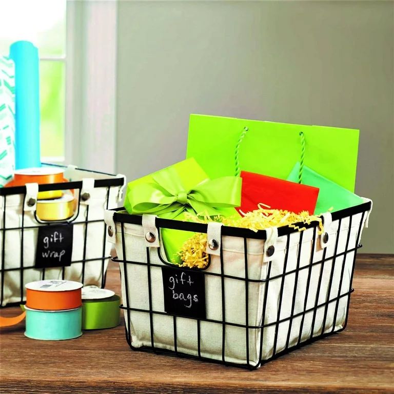The Better Homes & Gardens Medium Black Wire Basket Set With Chalkboard Labels & Liner | Walmart (US)