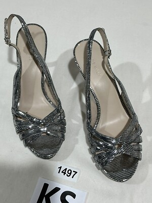 Womans Nine West 9.5 M Jakanna Silver Open toe Sling Back High Heel Sandals | eBay US