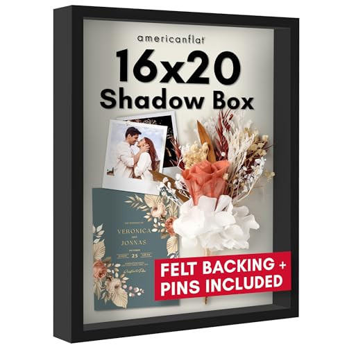 Americanflat 16x20 Shadow Box Frame with Polished Plexiglass - Silhouette Collection - Large Shadow Box Display Case for Tabletop and Wall Display - Black with Soft Felt Back | Amazon (US)