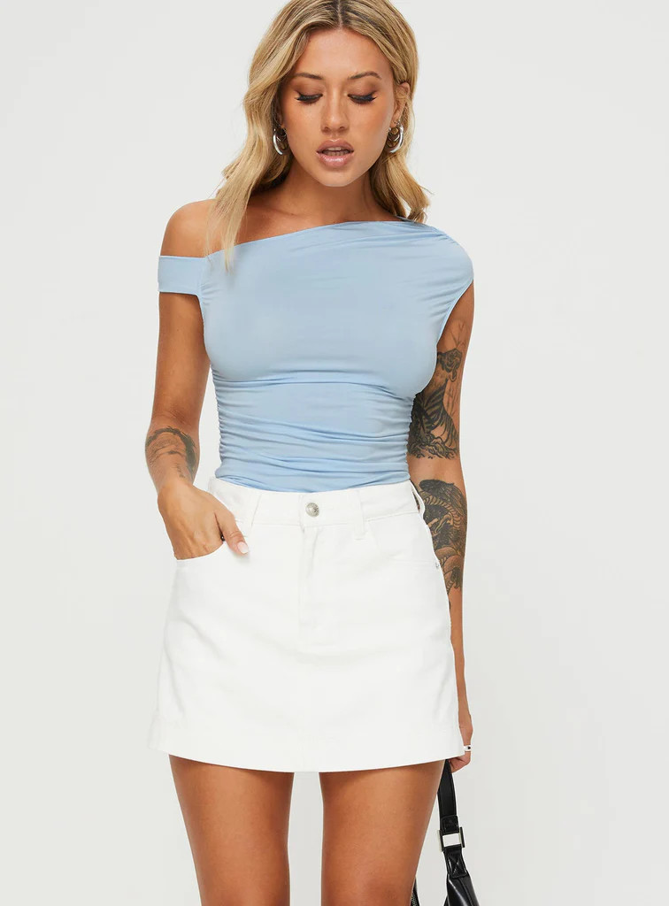 Heuston Denim Skort White Denim | Princess Polly US