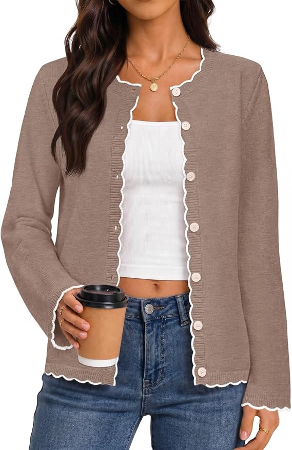 MEROKEETY Women's Fall Button Down Cute Cardigan Sweater Trendy | 2026, Long Sleeve, Open Front C... | Amazon (US)
