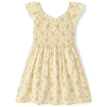 The Children's Place Baby Girls Short Sleeve Floral Smocked Flutter Dress, Sizes 12M-5T | Walmart (US)