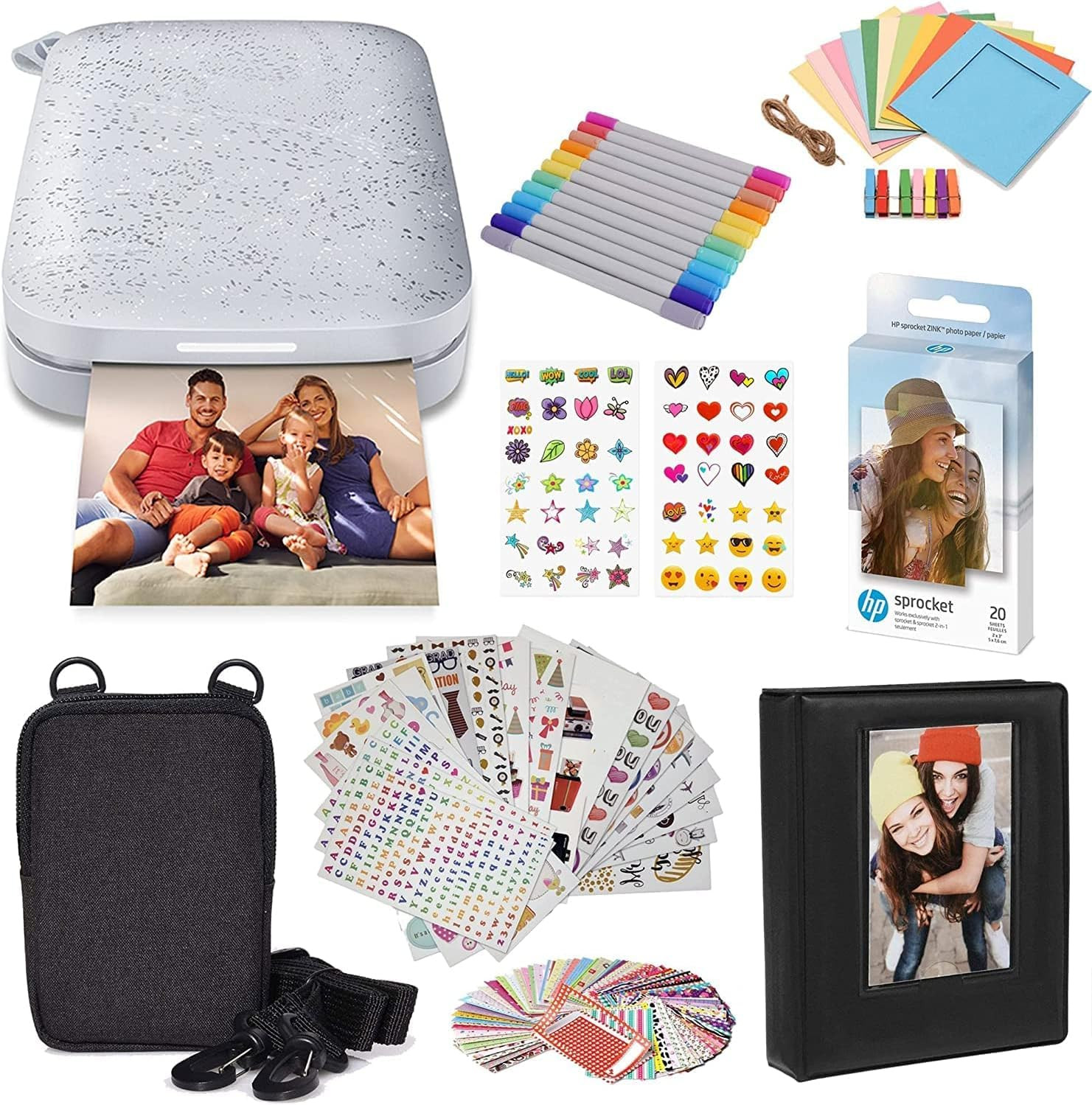 HP Sprocket Portable 2x3 Instant Photo Printer (Luna Pearl) Starter Bundle | Amazon (US)