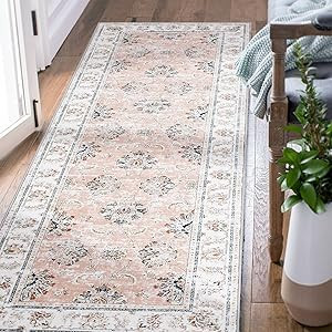 jinchan Runner Rug 2x5 Pink Persian Rug Kitchen Washable Rug Vintage Rug Hallway Rug Floral Print... | Amazon (US)