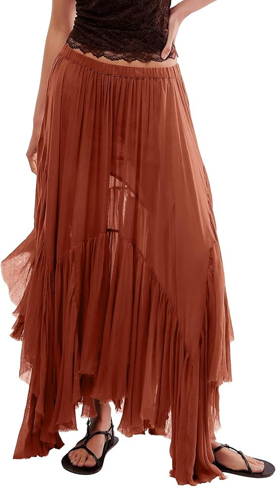 Gacaky Skirts for Women Summer Casual Bohemian A-Line Midi Clover Skirt Elastic Waist Flowy Swing... | Amazon (US)
