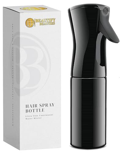 BeautifyBeauties Hair Spray Bottle – Ultra Fine Continuous Water Mister for Hairstyling, Cleaning, Plants, Misting & Skin Care (Black, 6.8 Ounces) | Amazon (US)
