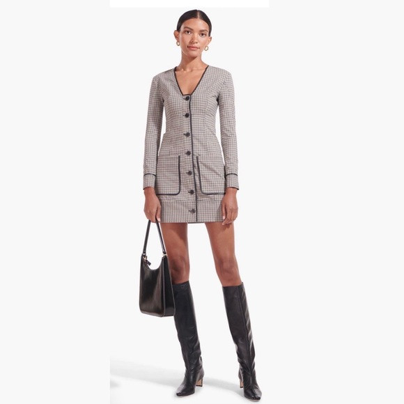 STAUD FAIRHAM DRESS | EVERGREEN PLAID | Poshmark