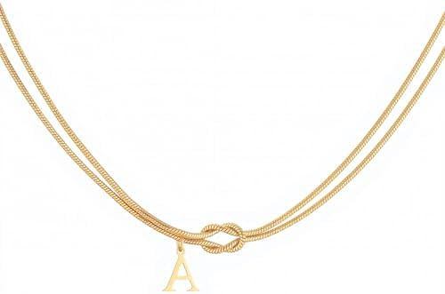 Gold Initial Necklace for Women 14K Gold Plated Love Knot Letter A-Z Dainty Initial Charm Necklac... | Amazon (US)
