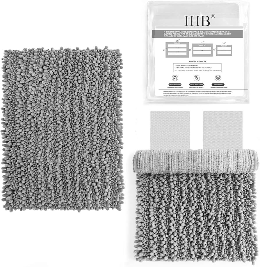 IHB 2 Piece Gray Bathroom Rugs Sets ,24x17 inches Bath Mat for Bathroom Non Slip,Super Soft and A... | Amazon (US)