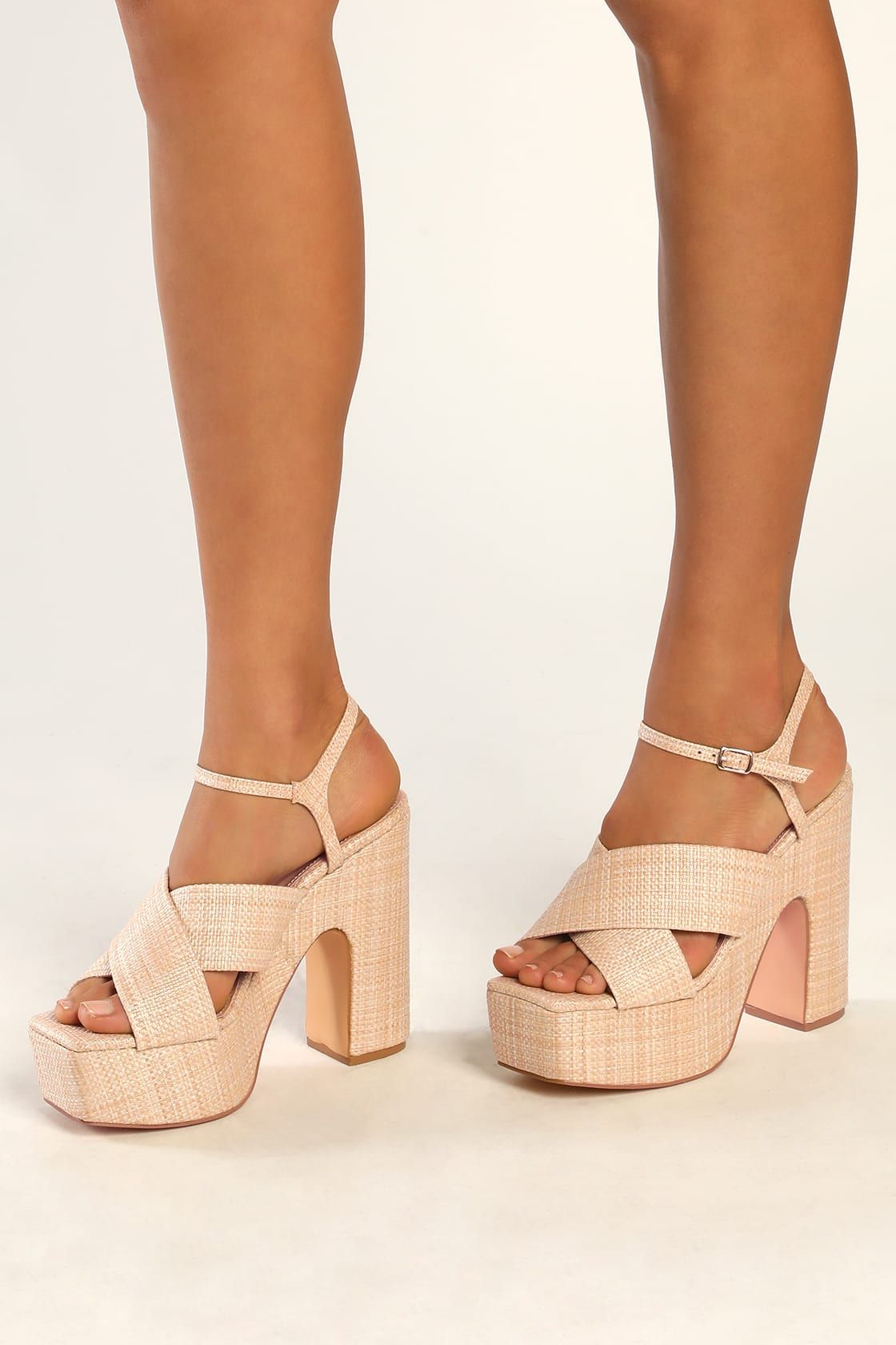 Neff Natural Raffia Platform Square-Toe High Heel Sandals | Lulus (US)