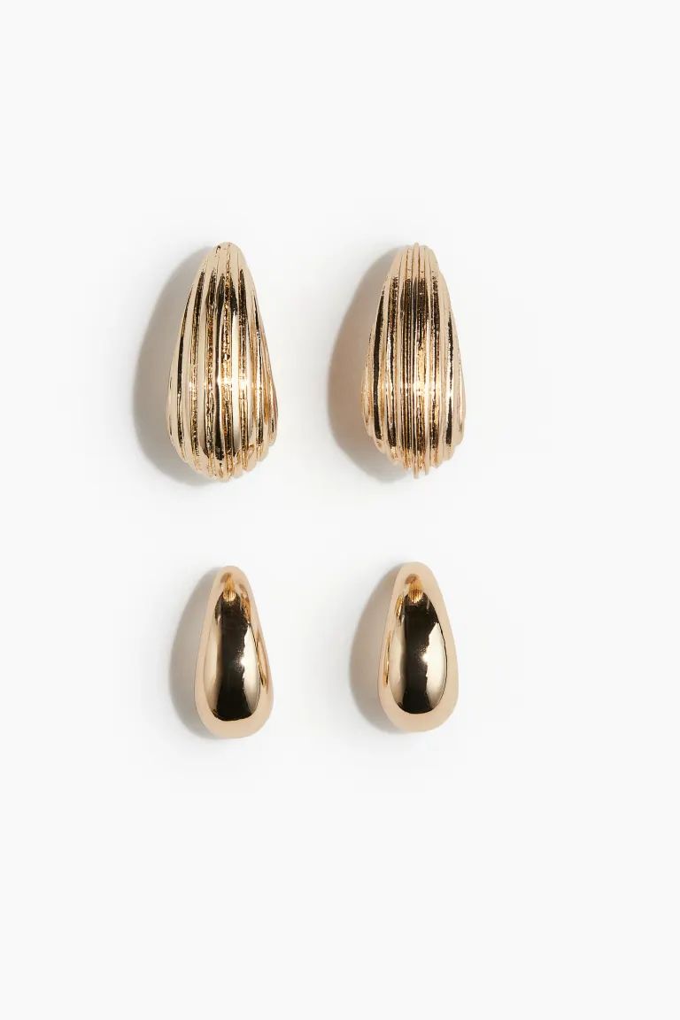 2 pairs dome earrings - Gold-coloured - Ladies | H&M GB | H&M (UK, MY, IN, SG, PH, TW, HK)