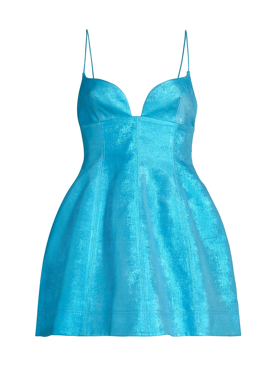 Women's Mornington Metallic Sweetheart Minidress - Cyan Metallic - Size 8 | Saks Fifth Avenue