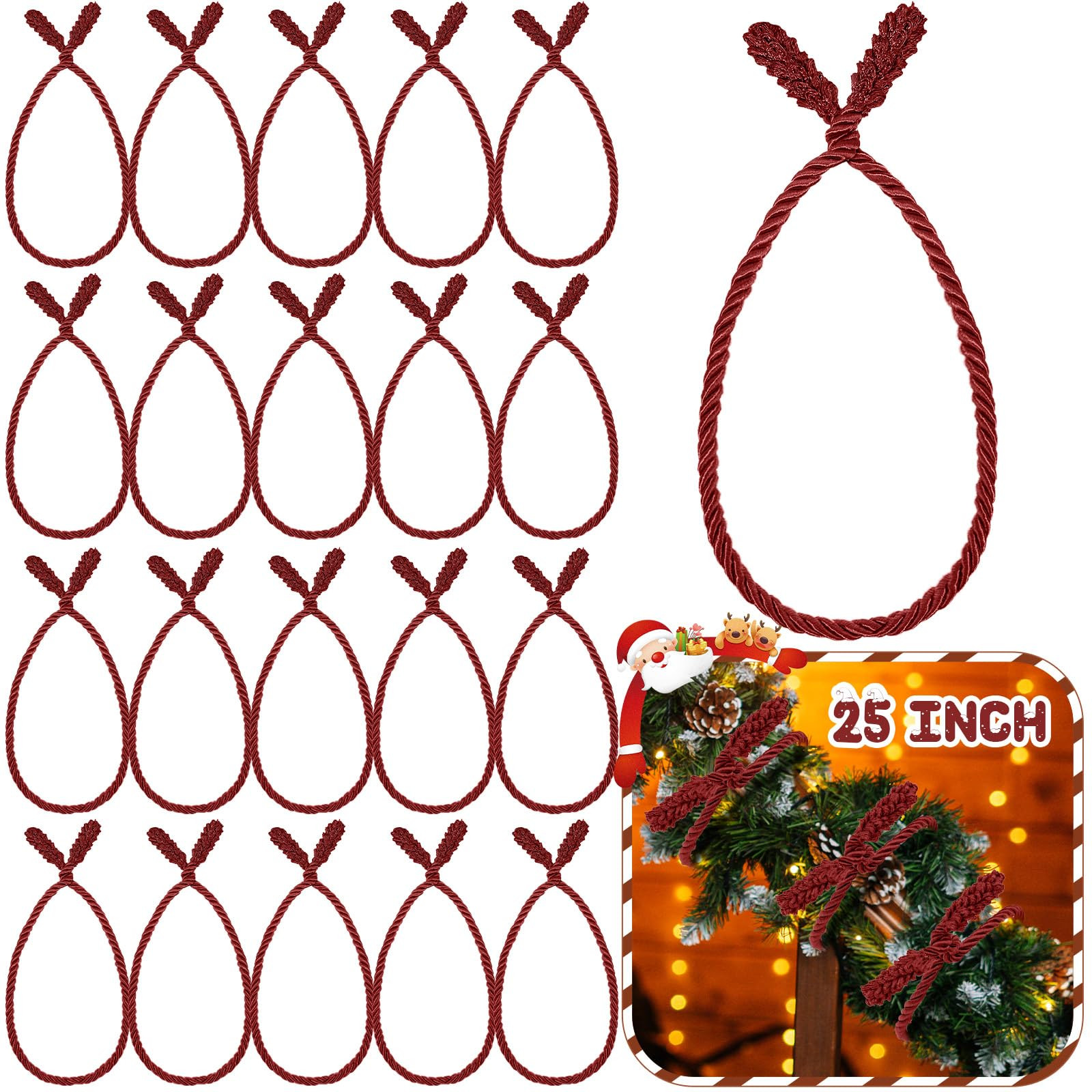 Zhengmy 20 Pcs 25 Inch Extra Long Christmas Garland Ties Christmas Decorative Twist Ties for Bani... | Amazon (US)