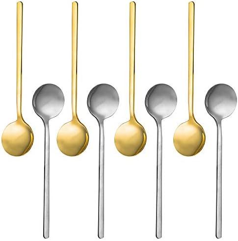 Pack of 8, Gold & Silver Plated Stainless Steel Espresso Spoons, findTop Mini Teaspoons Set for Coff | Amazon (US)