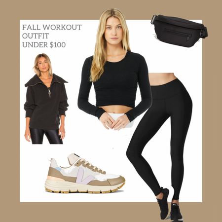 Saw the cutest girl in this all black alo yoga outfit in my Pilates class this am and had to buy it. The black high waisted leggings are so flattering and cute when paired with a long sleeve black workout top. Love Vejas and a belt bag with it! And the varley half zip pullover is perfect to throw on on top. Most parts of this workout outfit are under $100

Fall outfits , hiking outfit , casual weekend outfits , leggings , Pilates outfits , sneakers , black belt bag in stock , Dagne dover , gifts for her, gifts for college students , gifts for sorority girls  

#LTKunder100 #LTKU #LTKfit