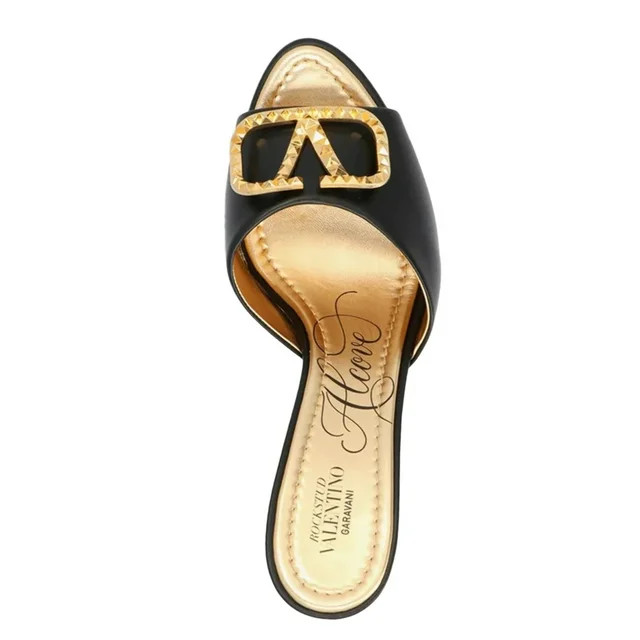 Valentino Women's Alcove 85 V-logo Leather Heeled Mules in Black | Walmart (US)