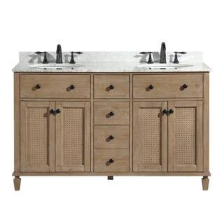 Ari Kitchen and Bath Annie 55 in. W x 22 in. D x 34.5 in. H Double Bath Vanity in Weathered Fir M... | The Home Depot