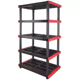Black 5-Tier Plastic Garage Storage Shelving Unit (40 in. W x 72 in. H x 24 in. D) | The Home Depot
