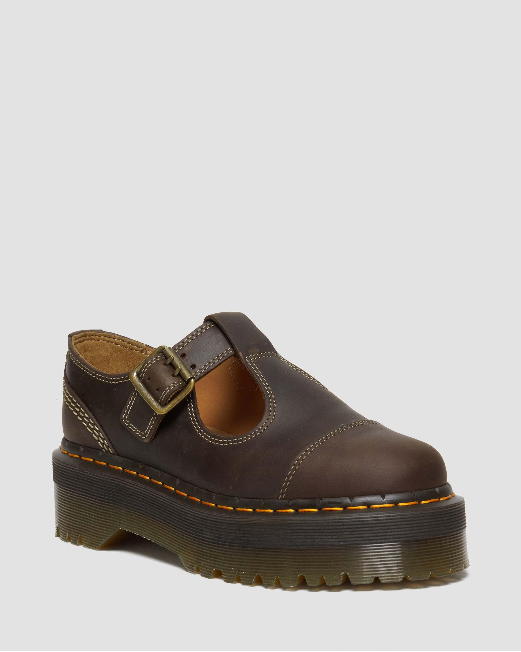 Bethan Arc Crazy Horse Leather Platform Mary Jane Shoes in Dark Brown | Dr. Martens | Dr. Martens