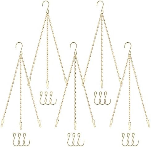 Gold Hanging Basket Chain, Outdoor and Indoor Hanging Chains with Hooks for Pot Planters Bird Feeder | Amazon (US)