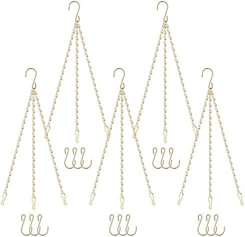Gold Hanging Basket Chain, Outdoor and Indoor Hanging Chains with Hooks for Pot Planters Bird Feeder | Amazon (US)