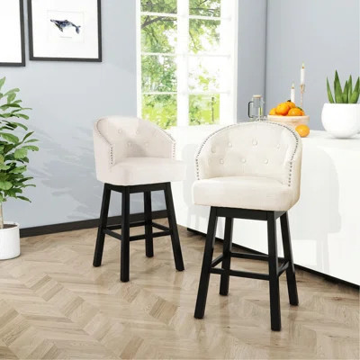 360 Degree Bar Stool With Stunning Nailhead Trim, Set Of 2 | Wayfair North America