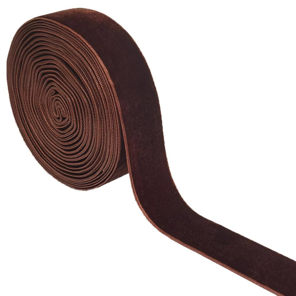 Wedding Christmas Valentin's Day Gift Box DIY Craft Decor Velvet Ribbon (Coffee, 1''x2Yards) | Amazon (US)