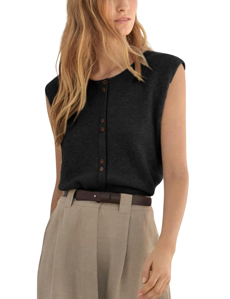 Women's Lightweight Cardigan Sleeveless Button Down Sweater Vest Casual Trendy Slim Knit Tank Top... | Amazon (US)