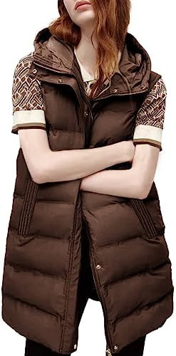 Fiona Jolin Long Puffer Vest Women Sleeveless Hooded Puffy Jacket Coat Outerwear Vest Gilet | Amazon (US)
