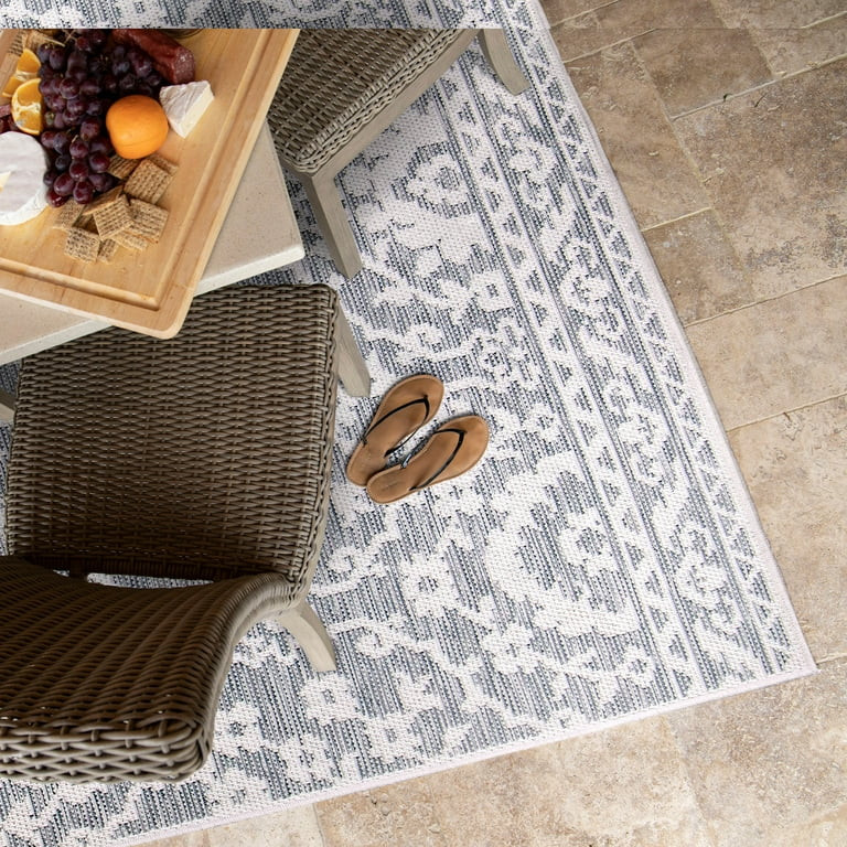 My Texas House Amelia 8' X 10' Blue Reversible Outdoor Rug | Walmart (US)