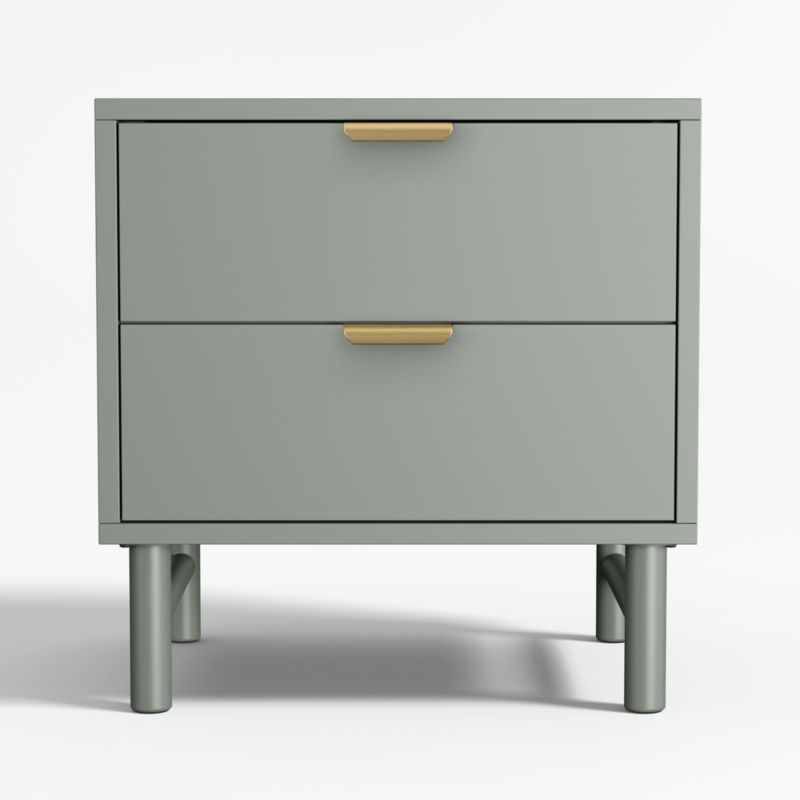 Classic Laurel Green Wood 2-Drawer Kids Nightstand | Crate & Kids | Crate & Barrel