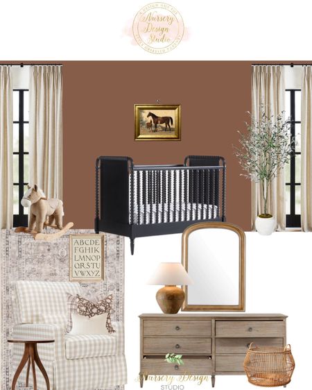 Gorgeous brown nursery, black crib, neutral rug, nursery mirror, arch mirror 

#LTKBump #LTKHome #LTKStyleTip