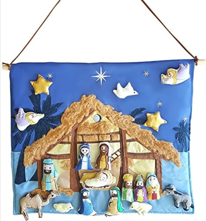 Christmas Nativity Set - Interactive Fabric Nativity Scene Wall Hanging with Plush Moveable Figures  | Amazon (US)